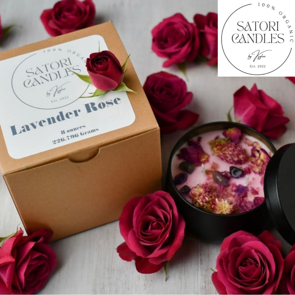 LavenderRose Quartz Crystal Candle Organic - Picture 1 of 11